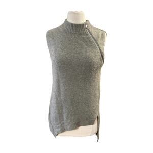 Brochu Walker 100% Cashmere Sleeveless Sweater Vest Sz S mock Neck Asymmetrical